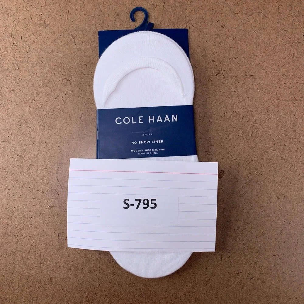 Cole Haan Womens Shoe Size 4-10 White No Show Liner Socks 2 Pair NWT